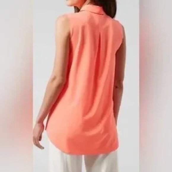 Women's Athleta Urbanite II Button Up Tank Top Bright Coral Size S - Picture 2 of 9